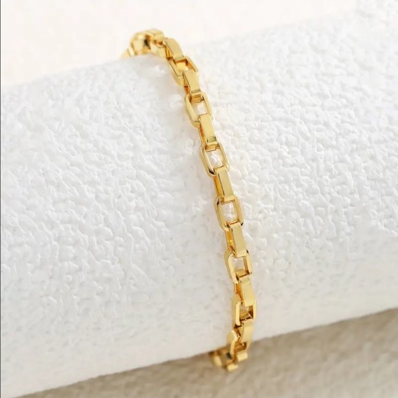 Womens 14K Gold Bike Chain Link Bracelet 14 Karat Jewelry inch